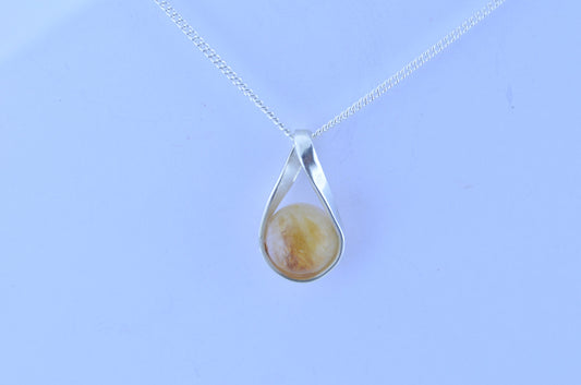 silver Citrine necklace, bell shape yellow natural gemstone pendant, 18” chain