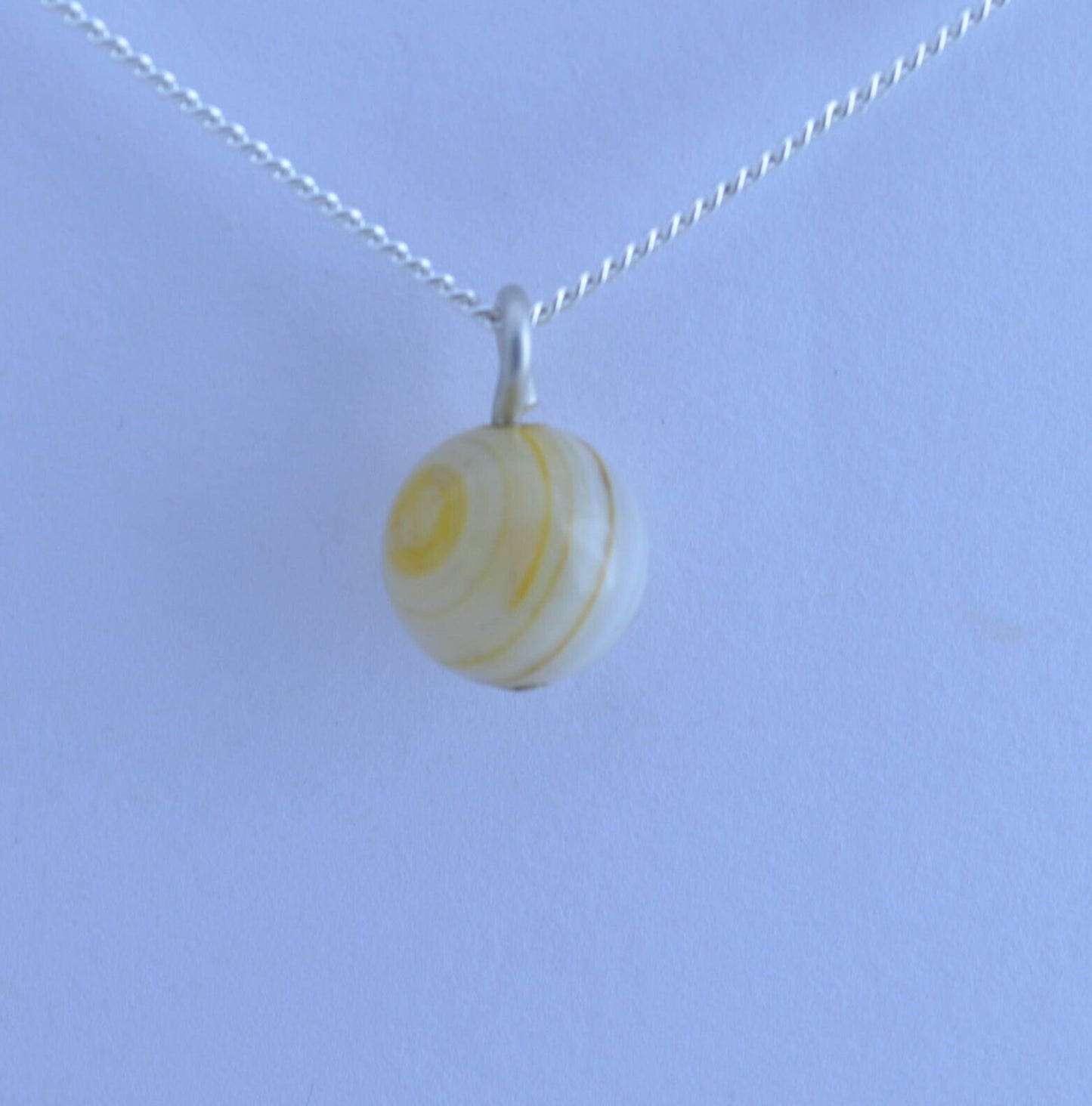 silver charm necklace, yellow agate pendant, round shape natural gemstone, 18” chain