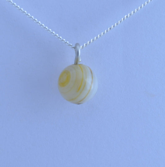 silver charm necklace, yellow agate pendant, round shape natural gemstone, 18” chain