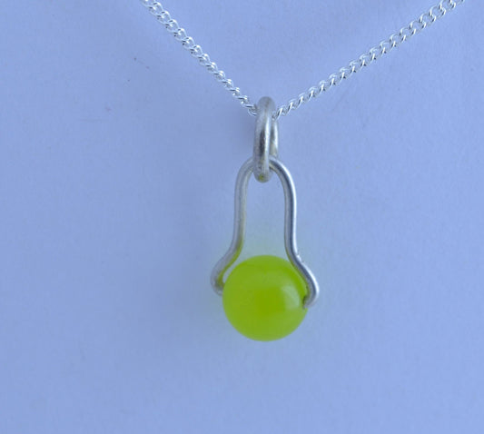 silver jade necklace, round spotted green pendant, natural gemstone, 18”chain