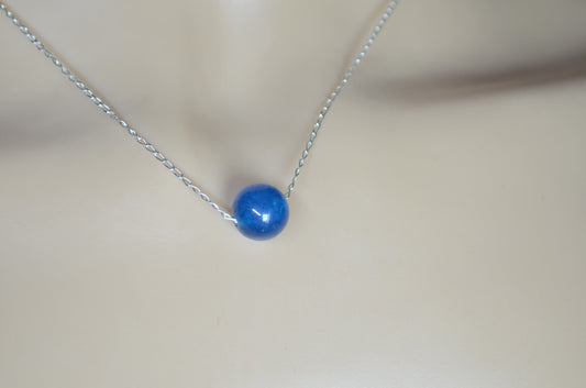 sterling Silver necklace, blue bell shape natural Apatite gemstone pendant, 18” chain